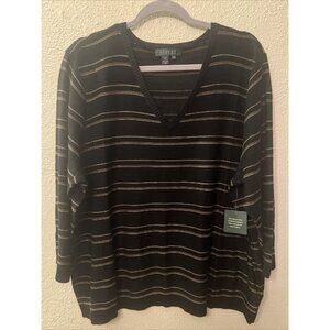 Ralph Ralph Lauren Sweater Women Black metallic Stripes Silk size 3X